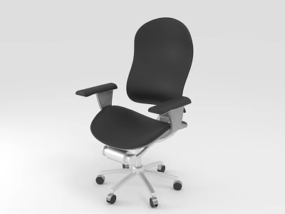 Modern Black Adjustable Office Chair With Silver Base And Rolling Wheels 3d model