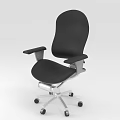 Modern Black Adjustable Office Chair With Silver Base And Rolling Wheels