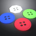 Colored Round And Octagonal Buttons With Blue Red Green White Colors And Four Holes