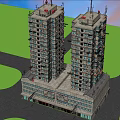 Rural Self Built House Two Multi Storey Residential Buildings With Green Area And Road Around