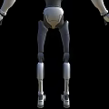 Intelligent Robot With Gray White Body And Red Accents Standing On Black Background