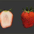 Fresh Whole And Sliced Strawberries With Green Leaves Red Skin And Fleshy Interior