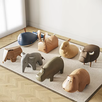 Modern Children's Animal Stool Combination Children's Stool Animal Stool Leather Stool Sofa Stool Low Stool Casual Stool 3d model