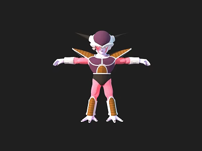 Game And Movie Character Featuring Purple Helmet White Face Pink Body Black Belt Brown Armor 3d model