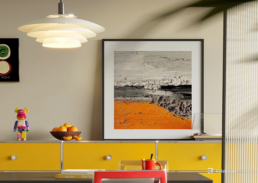 Abstract Art Painting In Stylish Home Interior Decor 3d model