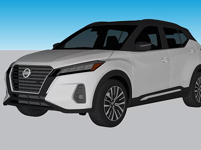 White Nissan SUV With Modern Exterior Design Black Roof And Black Wheels 3d model