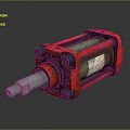 Red Heavy Duty Hydraulic Cylinder With Metal Components And Industrial Design