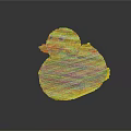 Yellow Duck Shaped Building Blocks Toy With Green Eyes And Orange Beak