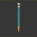 Green Pencil Featuring Yellow Wooden Tip Black Graphite Point Metallic Ferrule On Dark Reflective Background