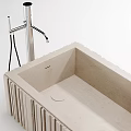 Modern Vertical Grooved Bathtub With Textured Surface And Contemporary Faucet
