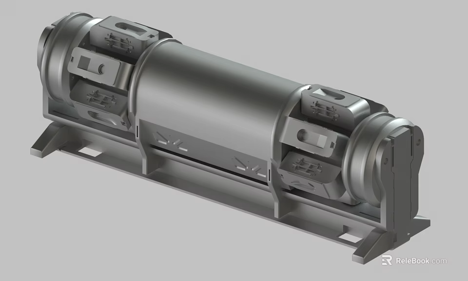Industrial Cylindrical Mechanical Component With Metal Support Frame And Engineering Design 3d model 