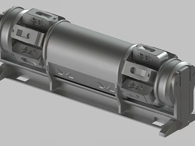 Industrial Cylindrical Mechanical Component With Metal Support Frame And Engineering Design 3d model
