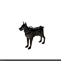 Doberman Pinscher Dog Wearing Tactical Harness With Green And Brown Gear