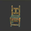 Vintage Wooden Chair With Carved Pattern On Backrest And Seat Design