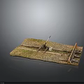 Modern Railroad Model Scene With Rustic Tracks Wooden Ties Gravel And Grass