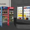POLIFORM Commercial Display Refrigerators With Pepsi Coca Cola Beverages And Food Items
