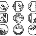 Traditional Chinese Lattice Windows With Various Shapes And Floral Bamboo Plum Patterns