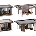 Modern Landscape Pavilion Designs With Wooden Frames Glass Roofs And Seating Areas