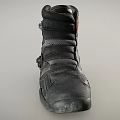 Black High Top Leather Shoes With Brown Ankle Accents And Thick Sole Design