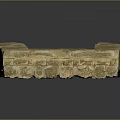 Traditional Stone Entrance Gate With Carved Top And Stacked Block Structure