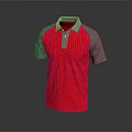 Red And Gray Short Sleeve Polo Shirt With Collar And Buttons