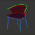 Modern Blue Upholstered Chair With Wooden Legs White Armrests And Trim