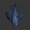 Blue Shark Themed Toy Figure With Pink Accents And Tentacle Like Appendages