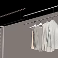 Modern Closet Interior With Hanging Clothes Rail LED Lighting And Blinds 3d model