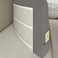 Gray Diamond Tufted Headboard Design With Side Pocket Golden Smartphone Bed Pillows And Plant