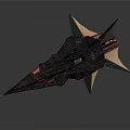 Futuristic Metallic Spaceship Design With Sharp Edges Detailed Structure And Aerodynamic Shape