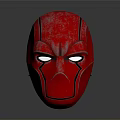 Red Metallic Superhero Character Mask With Shiny Surface And Glossy Finish