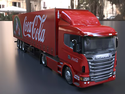 Red Scania Heavy Duty Truck With Coca-Cola Brand Logo On Side Panel 3d model Red Scania Heavy Duty Truck With Coca-Cola Brand Logo On Side Panel 3d model