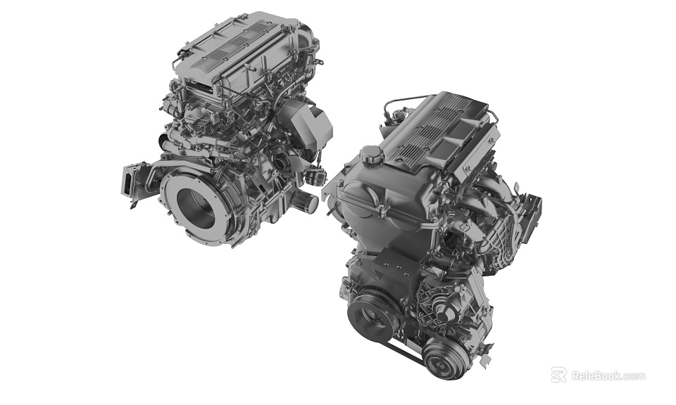 Two Detailed Mechanical Engines Showcasing Industrial Design And Component Structures 3d model 