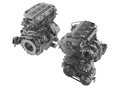 Two Detailed Mechanical Engines Showcasing Industrial Design And Component Structures 3d model