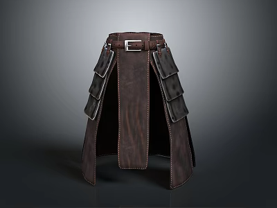 Genuine Leather Utility Apron With Multiple Pockets Adjustable Belt And Stitching Details 3d model