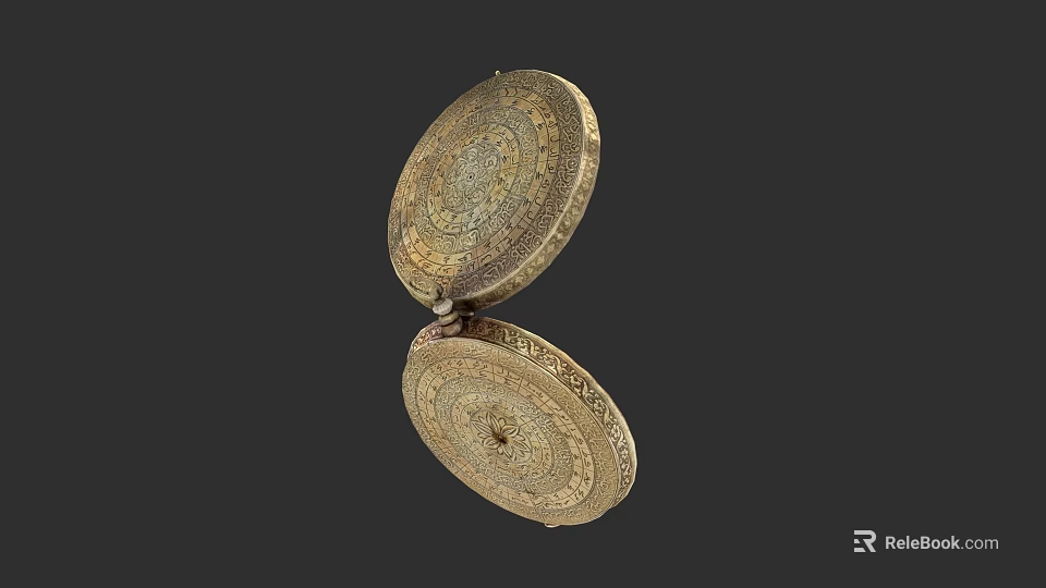 Intricate Metal Sculpture Carving With Open Lid And Decorative Surface Patterns 3d model 