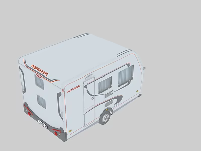 Functional Caravan With White Exterior Side Windows And Modern Travel Camping Design 3d model