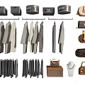 Fashionable Clothes Hanging with Various Stylish Bags and Storage Boxes