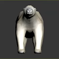 White Polar Bear With Thick Fur Standing On Dark Reflective Surface 3d model