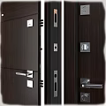 Modern Dark Brown Wooden Hinged Door With Sleek Surface And Metal Handle