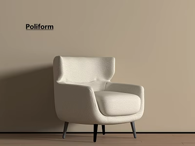 Modern Cream Single Sofa Kena Single Sofa Solid Wood Fabric Single Sofa 3d model