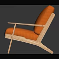Modern Orange Two Seater Sofa With Wooden Frame And Armrests