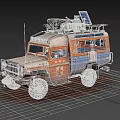 Vintage Orange And Blue Off-Road Vehicle With Roof Rack Gear Bull Bar And Off-Road Tires