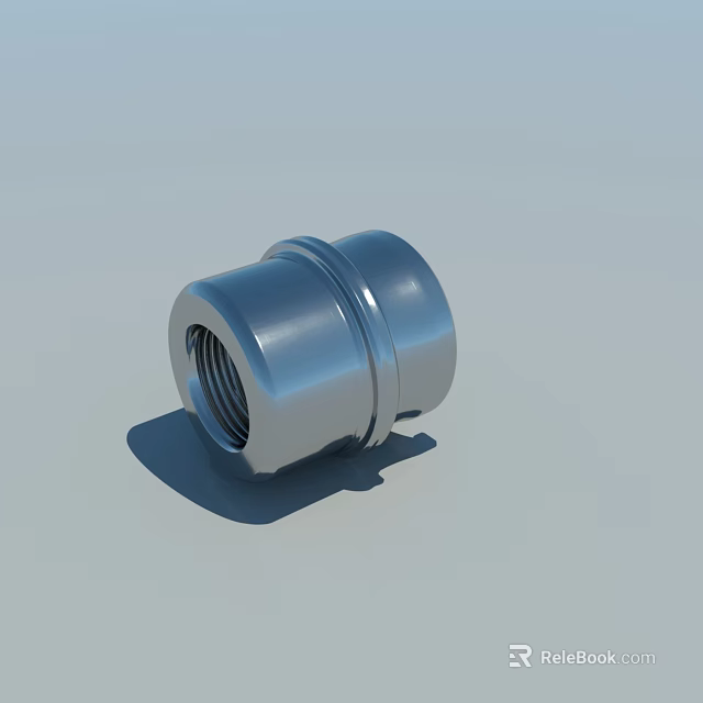 Metallic Pipe Fitting With Threaded Design And Smooth Surface For Durable Connection 3d model 