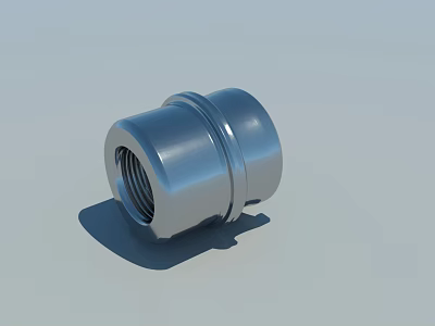 Metallic Pipe Fitting With Threaded Design And Smooth Surface For Durable Connection 3d model