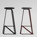 Modern Bar Stools With Metal Legs And Upholstered Seats In Black And Red