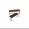 Brown and Gray Tufted Sofa Bench with Metal Frame and Comfortable Cushion