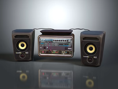 Electronic Audio System With Dual Speakers And Digital Control Panel 3d model