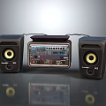 Electronic Audio System With Dual Speakers And Digital Control Panel 3d model