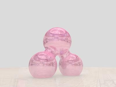 Three Pink Inflatable Spheres Stacked For Party Decoration With Transparent Design 3d model